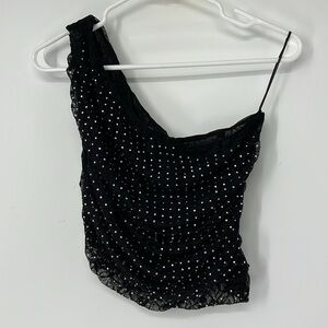 Zara NWT jewels one shoulder cropped top large